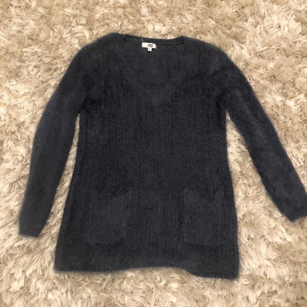 Black Fuzzy Jack by BB Dakota V-Neck Sweater - Size L